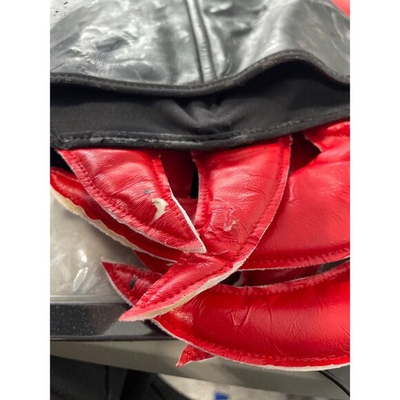 READ Flame Corset Set Size Medium Leg Avenue 3PC Vinyl Black Red Gloves G-String - Picture 6 of 8